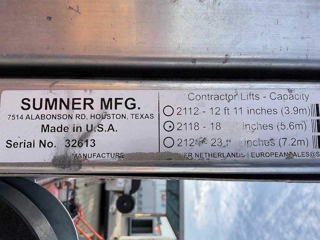 Sumner manufacturing 2118 materiaallift / kanaallift - afbeelding 2 van  10