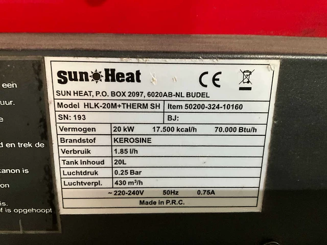 Sun heat hlk-20m heater - afbeelding 8 van  8
