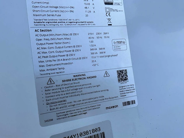 Sunpower max 6 blk 415ac zonnepaneel (10x) - afbeelding 7 van  7