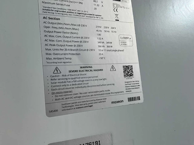Sunpower max 6 blk 425ac zonnepaneel (25x) - afbeelding 8 van  9