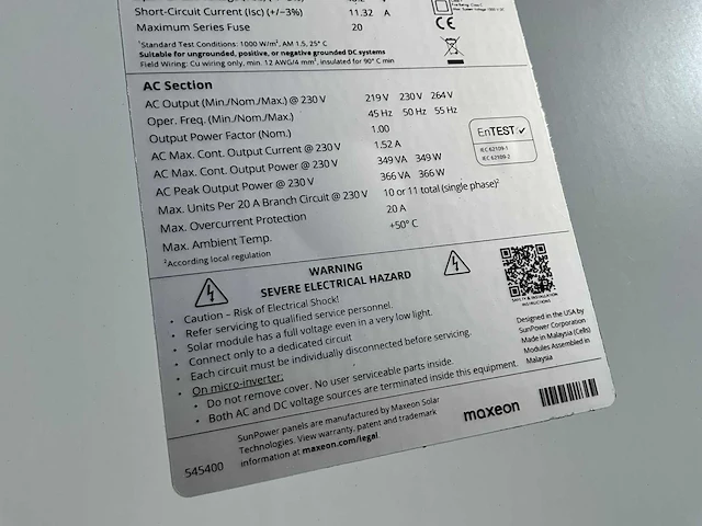 Sunpower max 6 blk 425ac zonnepaneel (8x) - afbeelding 7 van  7