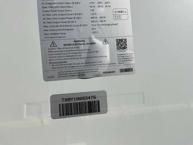 Sunpower max 6 wht 435ac zonnepaneel (6x) - afbeelding 5 van  6