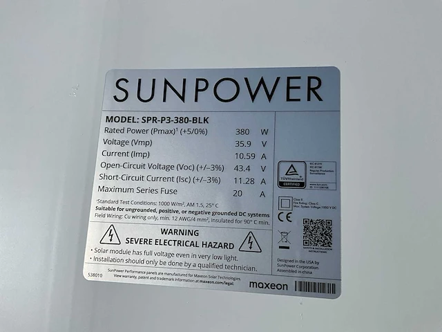 Sunpower p3 380dc blk zonnepaneel (22x) - afbeelding 5 van  6