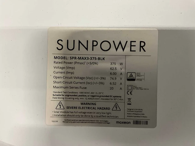 Sunpower spr-max3-375-blk zonnepaneel (2x) - afbeelding 5 van  5