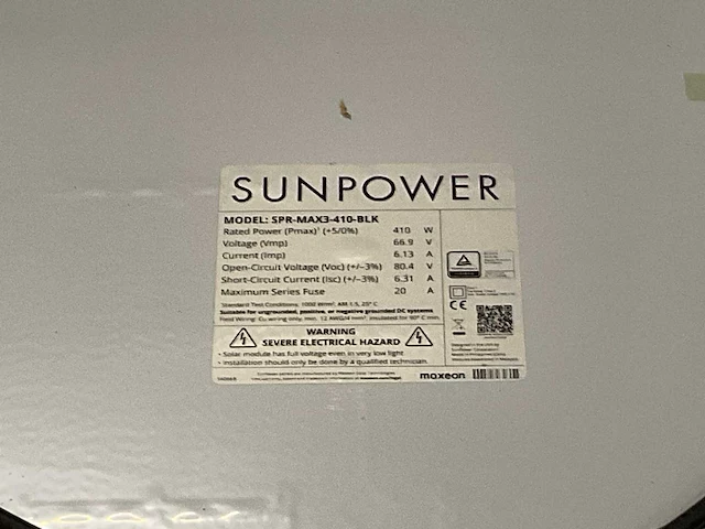 Sunpower spr-max3-410-blk zonnepanelen (14x) - afbeelding 2 van  4