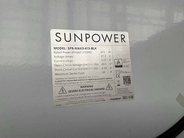 Sunpower spr-max3-415-blk zonnepaneel (17x) - afbeelding 6 van  6