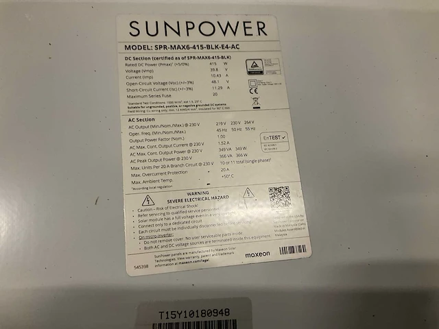 Sunpower spr-max6-415-blk-e4-ac zonnepaneel (12x) - afbeelding 2 van  5