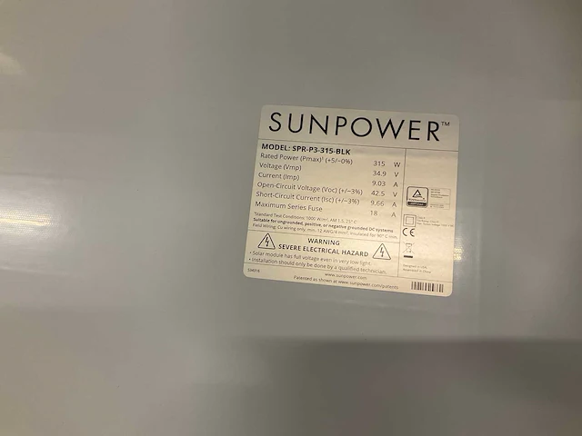 Sunpower spr-p3-315-blk zonnepanelen (23x) - afbeelding 1 van  5