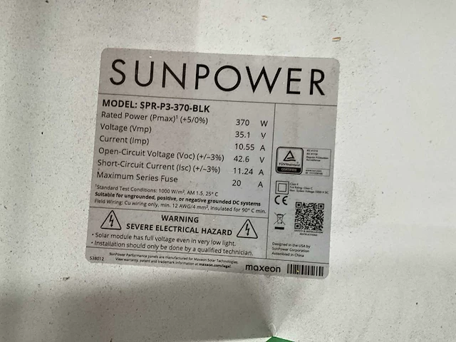 Sunpower spr-p3-370-blk zonnepaneel (14x) - afbeelding 5 van  5