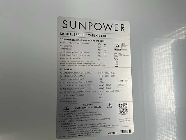 Sunpower spr-p3-375-blk-e4-ac zonnepaneel (7x) - afbeelding 6 van  6