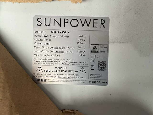 Sunpower spr-p6-405-blk zonnepaneel (10x) - afbeelding 5 van  5