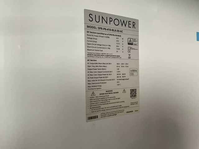 Sunpower spr-p6-410-blk-e8-ac zonnepaneel (22x) - afbeelding 5 van  5