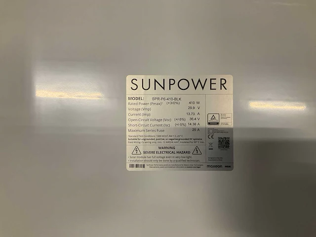 Sunpower spr-p6-410-blk zonnepaneel (12x) - afbeelding 2 van  4