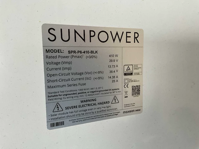 Sunpower spr-p6-410-blk zonnepaneel (21x) - afbeelding 5 van  5