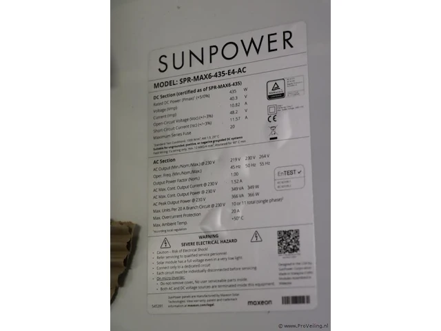 Sunpower zonnepanelen model spr-max6-435-e4-ac - 15 stuks - afbeelding 4 van  6