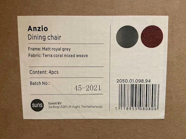 Suns anzio dining chair (4x) - afbeelding 2 van  4