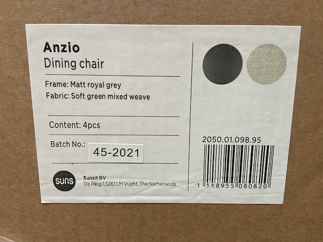 Suns anzio dining chair soft green (4x) - afbeelding 2 van  3