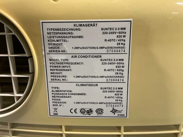 Suntec - 2.0 mm - mobiele airco - afbeelding 4 van  5