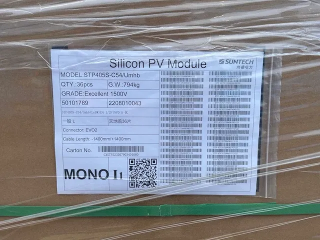 Suntech power stp405s-c54/umhb solar modules ongebruikt & original box 2 pallets - afbeelding 3 van  4