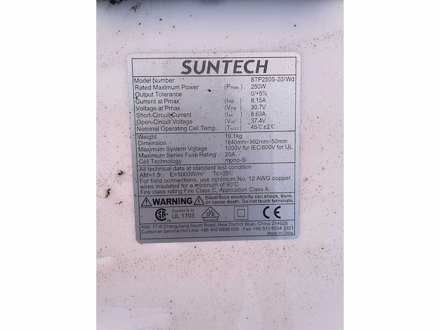 Suntech stp250s-20/wd zonnepaneel (79x) - afbeelding 6 van  6