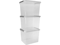 Sunware comfort line opbergbox 52l set van 3 transparant/metaal - afbeelding 1 van  2