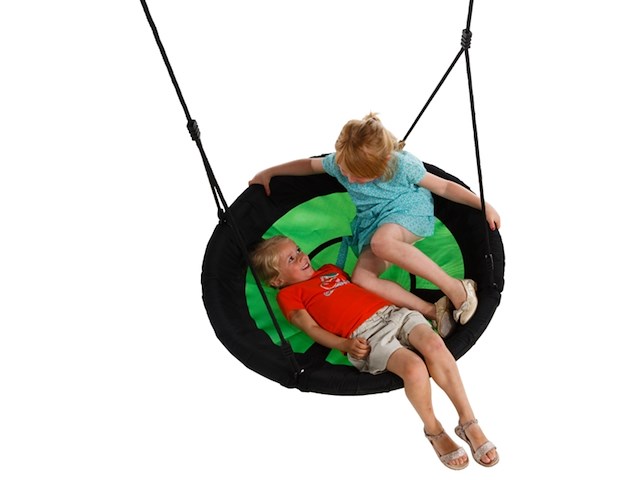 Swibee nestschommel in zwart / groen van textiel | nest schommelzitje voor kinderen - afbeelding 3 van  6