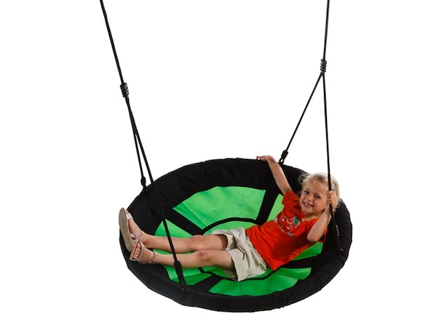 Swibee nestschommel in zwart / groen van textiel | nest schommelzitje voor kinderen - afbeelding 4 van  6