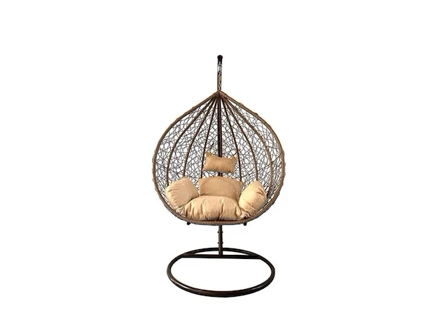 Swing chair hangstoel ei, brown, beige pillows, 2024 - afbeelding 1 van  2