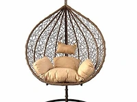 Swing chair hangstoel ei, brown, beige pillows, 2024 - afbeelding 1 van  2