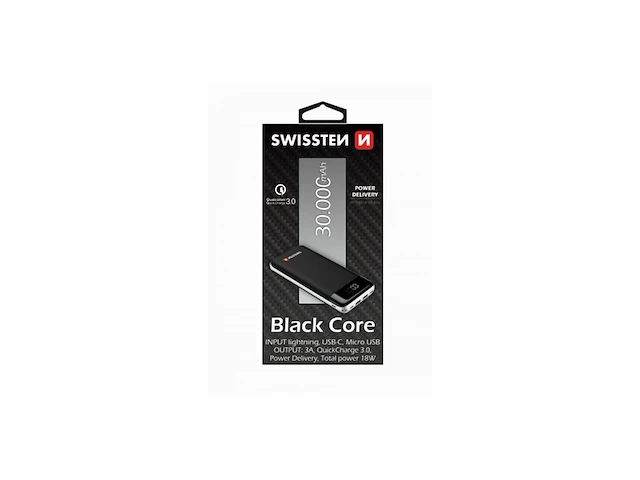 Swissten powerbank black core 30.000 mah geschikt voor o.a. iphone & samsung zwart - afbeelding 4 van  6