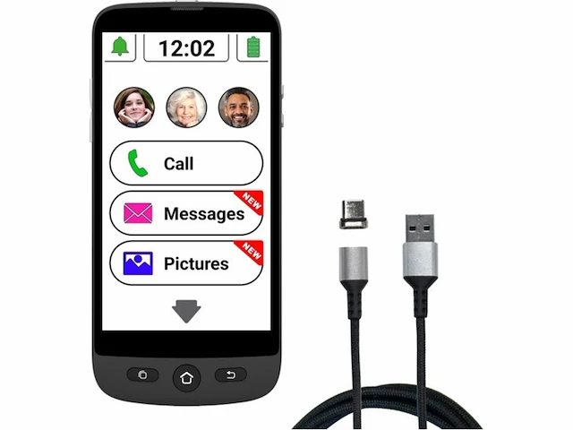 Swissvoice smartphone s510m magnetische oplaadkabel eenvoudig te gebruiken sosknop senior smartphone 4g zwart - afbeelding 2 van  5
