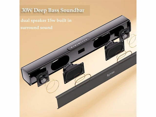 Sylvox soundbar voor tv met bluetooth sound subwoofer bluetooth met afstandsbediening muurbevestiging elf r2 - afbeelding 4 van  4