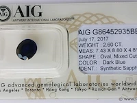 Synthetic sapphire 2.60ct aig certified - afbeelding 5 van  7