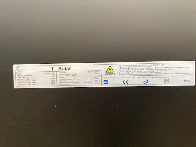 T-solar - t-410m54-18hv - set van 8 full black (410 wp) zonnepanelen en 1 blaupunkt bps-v01-03.0 omvormer (1-fase) - afbeelding 2 van  11