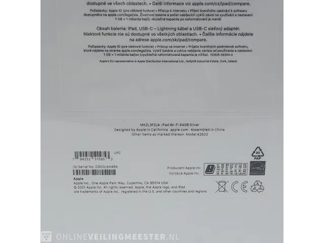 Tablet apple, ipad wi-fi 64gb a2602 silver - afbeelding 5 van  6