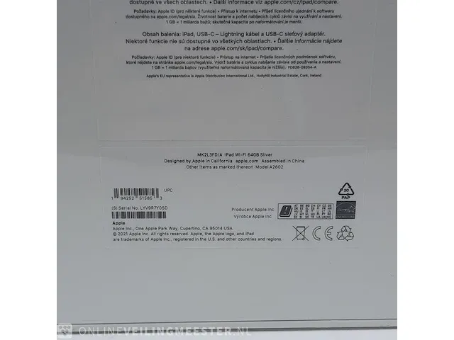 Tablet apple, ipad wi-fi 64gb a2602 silver - afbeelding 6 van  7