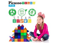 Tactic picasso tiles constructiespeelgoed magnetic tiles magnetische tegels building set: 101-delig - afbeelding 2 van  6