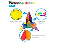 Tactic picasso tiles constructiespeelgoed magnetic tiles magnetische tegels building set: 101-delig - afbeelding 3 van  6