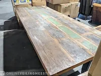 Tafel gemaakt van sloophout met metalen u-poot 250cm lang - afbeelding 4 van  10