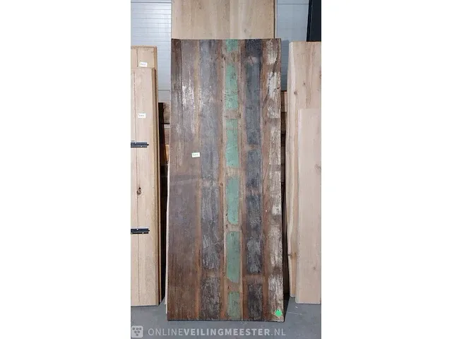 Tafel gemaakt van sloophout met metalen u-poot 250cm lang - afbeelding 6 van  10