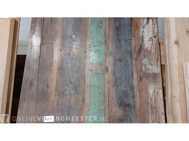 Tafel gemaakt van sloophout met metalen u-poot 250cm lang - afbeelding 8 van  10