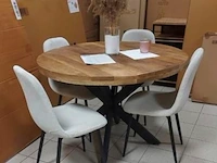 Tafel mangohout 130 cm rond, sanderz, 2025 - afbeelding 1 van  3