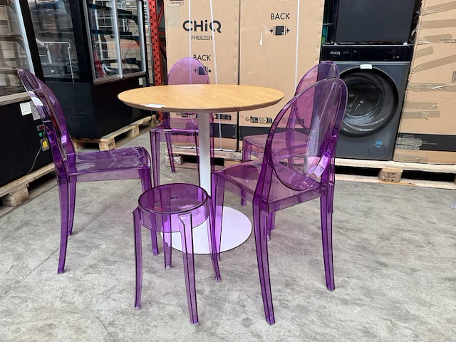 Tafel met 4x design stoel, 1x design kruk - afbeelding 2 van  6