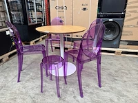 Tafel met 4x design stoel, 1x design kruk - afbeelding 2 van  6