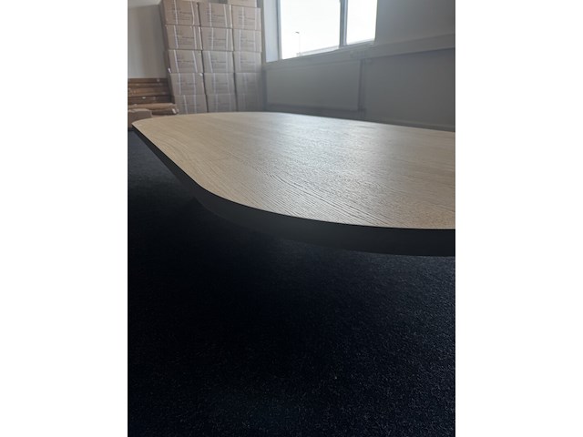 Tafelblad plat ovaal 220x90 cm | zwarte rand | eiken - afbeelding 2 van  6