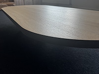 Tafelblad plat ovaal 220x90 cm | zwarte rand | eiken - afbeelding 2 van  6