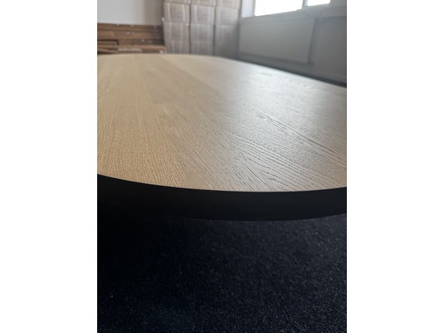 Tafelblad plat ovaal 220x90 cm | zwarte rand | eiken - afbeelding 3 van  6