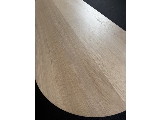Tafelblad plat ovaal 220x90 cm | zwarte rand | eiken - afbeelding 4 van  6