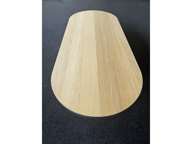 Tafelblad plat ovaal 220x90 cm | zwarte rand | eiken - afbeelding 5 van  6