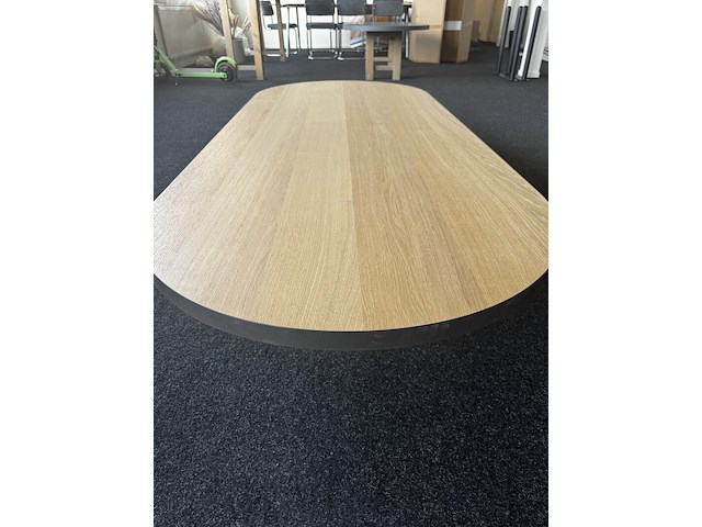 Tafelblad plat ovaal 220x90 cm | zwarte rand | eiken - afbeelding 6 van  6